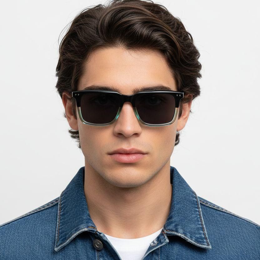 Gafas de sol rectangulares de acetato verde #BS0420-0196