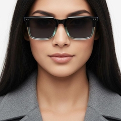 Rechteckige grüne Acetat-Sonnenbrille #BS0420-0196