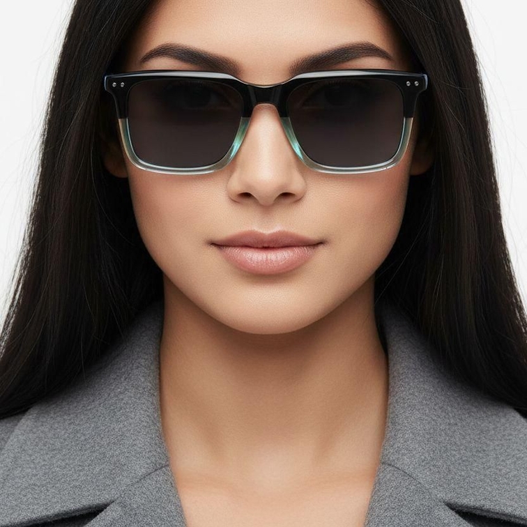 Rectangular Green Acetate Sunglasses #BS0420-0196