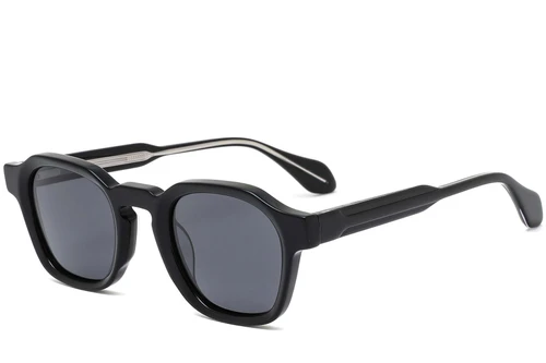 Gafas de sol rectangulares de acetato negro #BS0420-0197