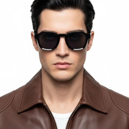 Rectangular Black Acetate Sunglasses #BS0420-0197