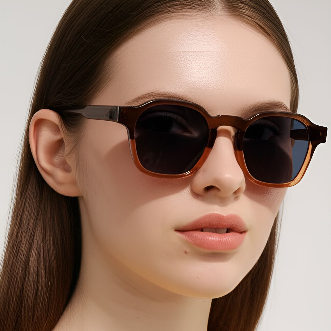 Rectangular Brown Acetate Sunglasses #BS0420-0199