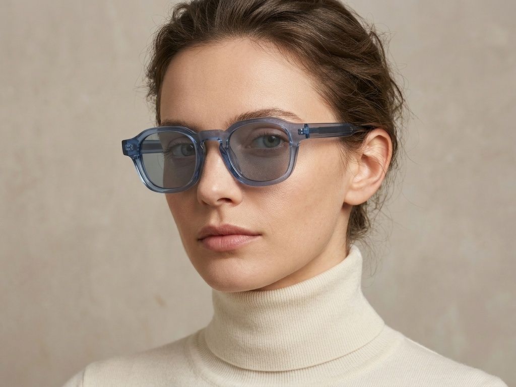 Rectangular Blue Acetate Sunglasses #BS0420-0200