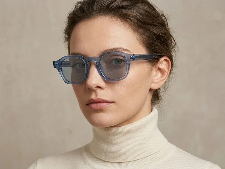 Gafas de sol rectangulares de acetato azul #BS0420-0200
