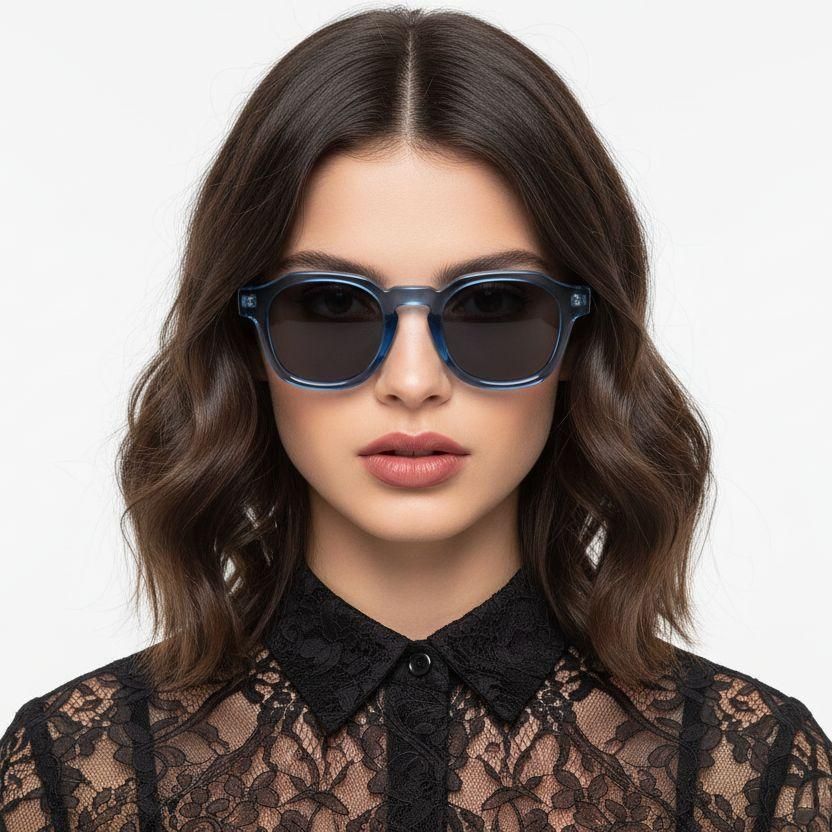 Rectangular Blue Acetate Sunglasses #BS0420-0200