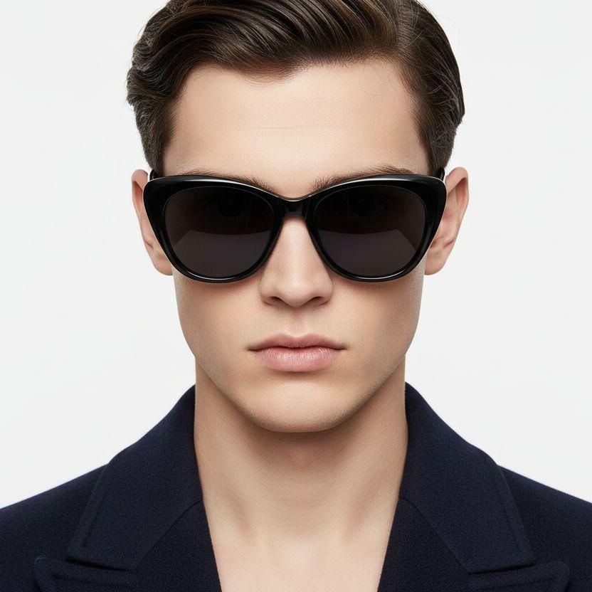 Gafas de sol de acetato negro con forma de mariposa #BS0420-0202