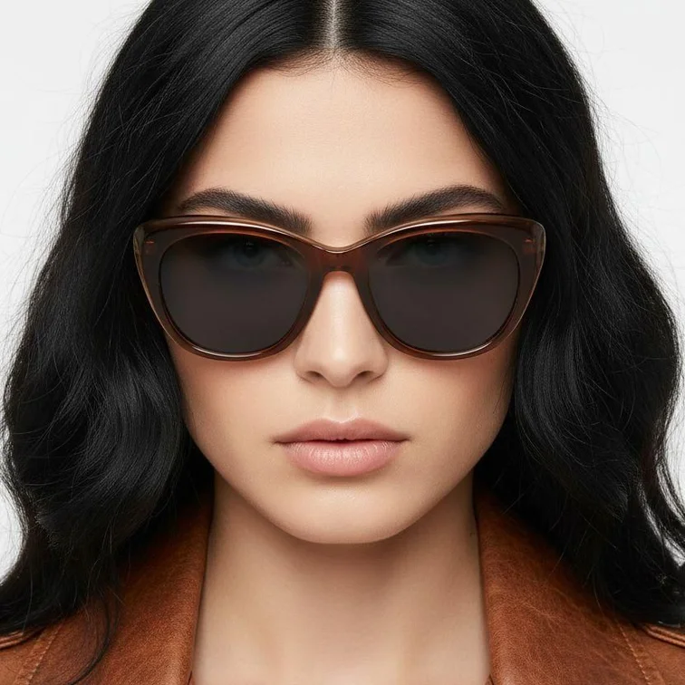 Gafas de sol de acetato marrón mariposa #BS0420-0204