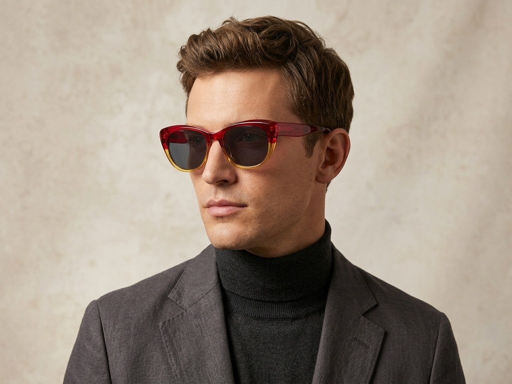 Occhiali da sole a farfalla in acetato rosso #BS0420-0205