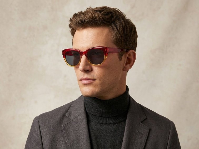 Occhiali da sole a farfalla in acetato rosso #BS0420-0205