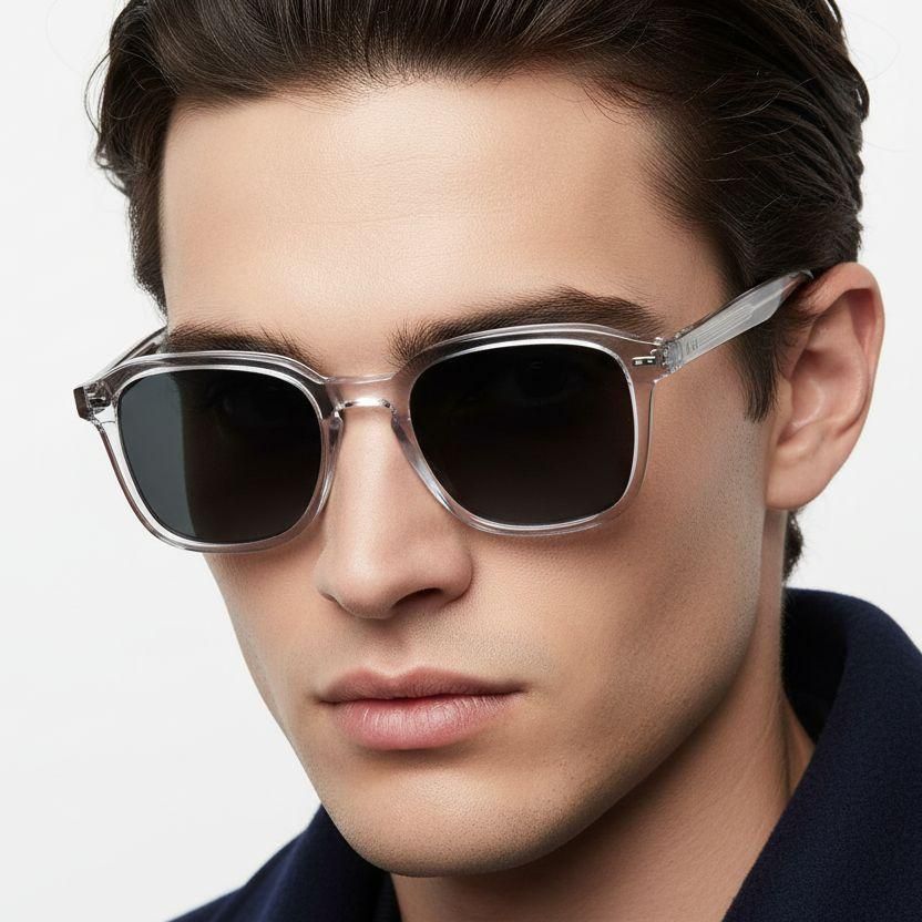 Rectangular Transparent Acetate Sunglasses #BS0420-0208