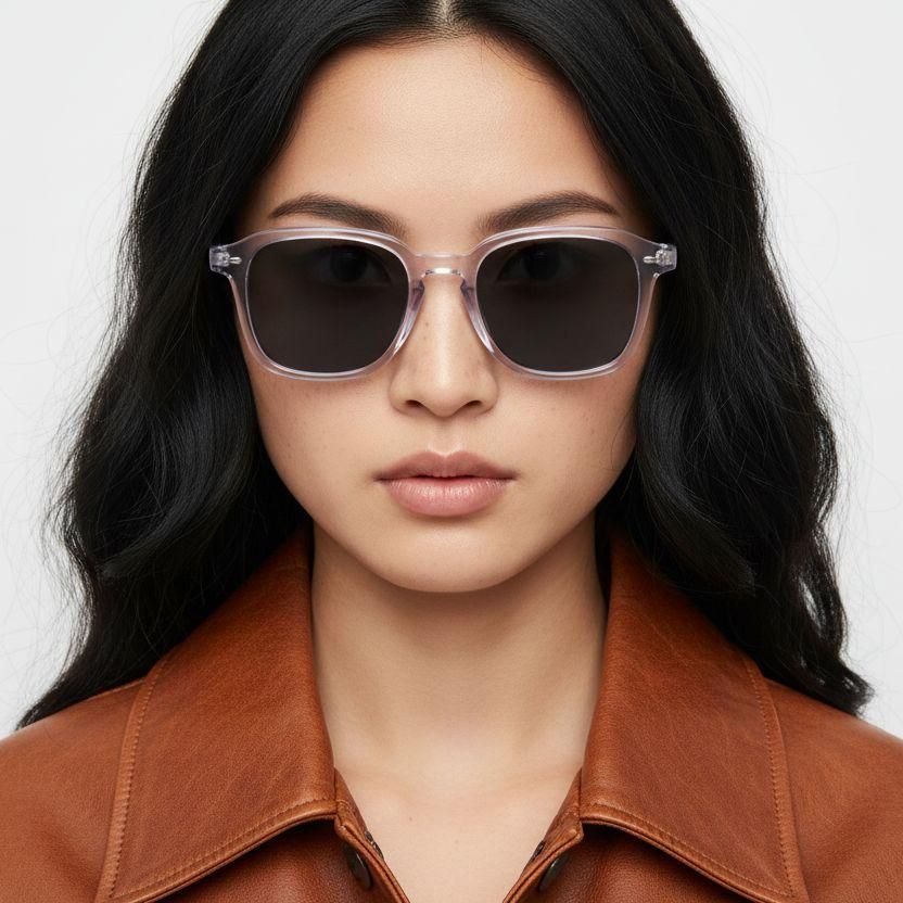 Rectangular Transparent Acetate Sunglasses #BS0420-0208