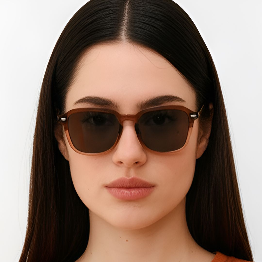 Rectangular Brown Acetate Sunglasses #BS0420-0209