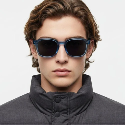 Rectangular Blue Acetate Sunglasses #BS0420-0210
