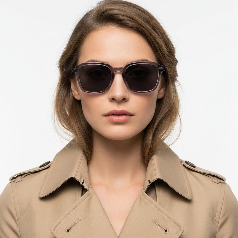 Rectangular Purple Acetate Sunglasses #BS0420-0211