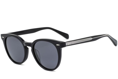 Round Black Acetate Sunglasses #BS0420-0217