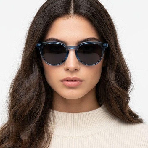 Round Blue Acetate Sunglasses #BS0420-0220
