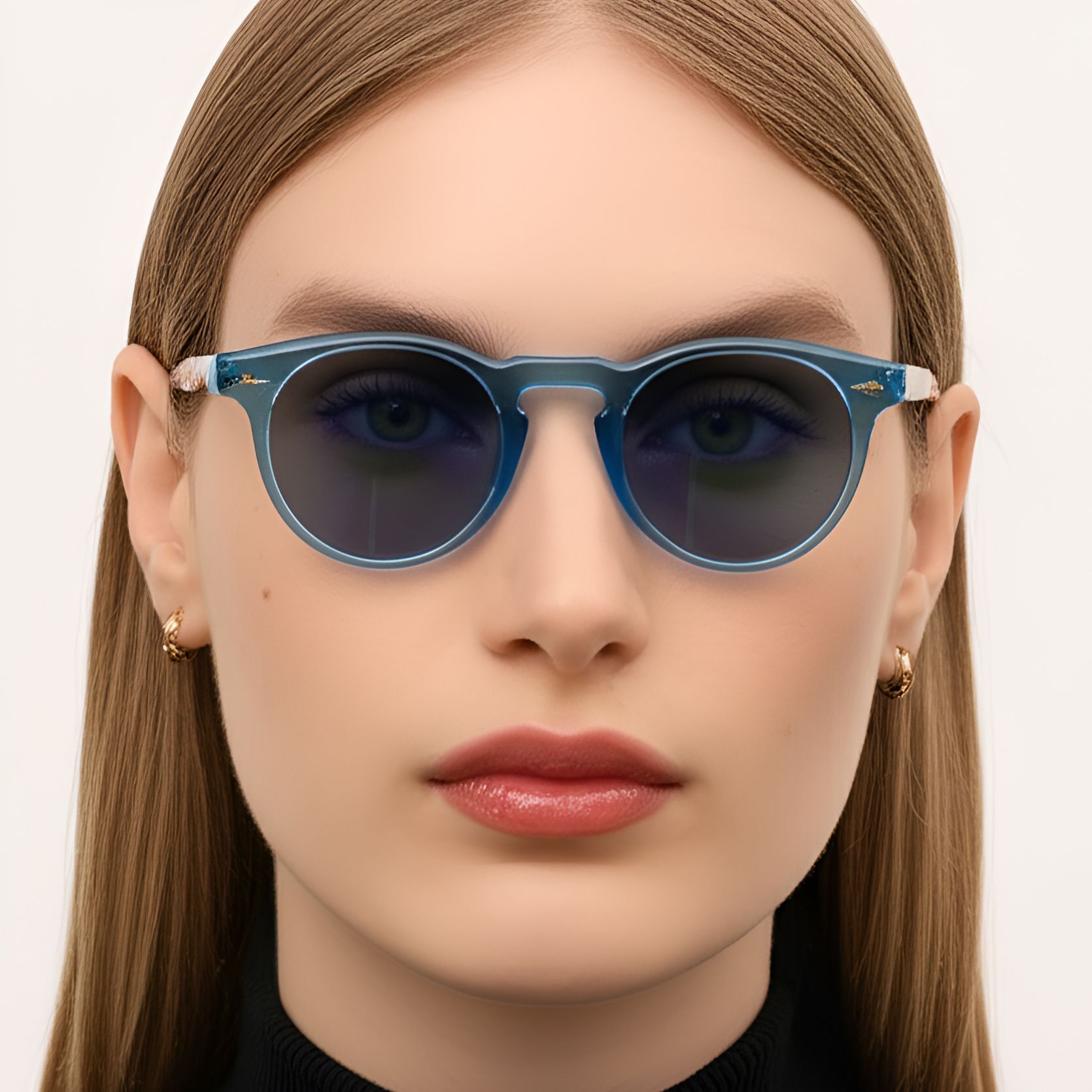 Round Blue Acetate Sunglasses #BS0420-0220