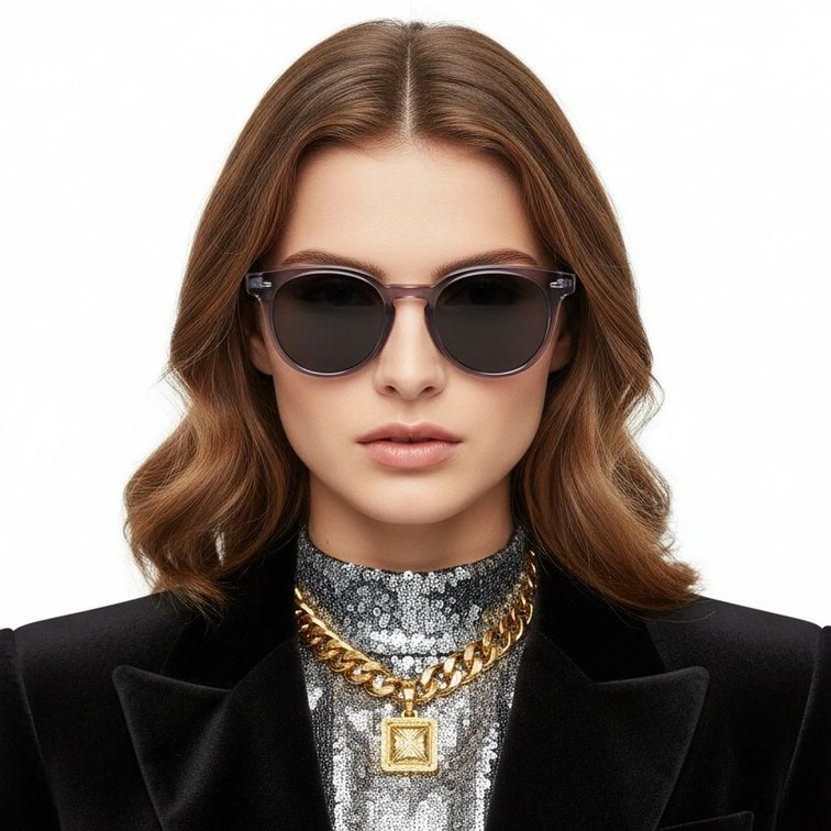 Round Purple Acetate Sunglasses #BS0420-0221