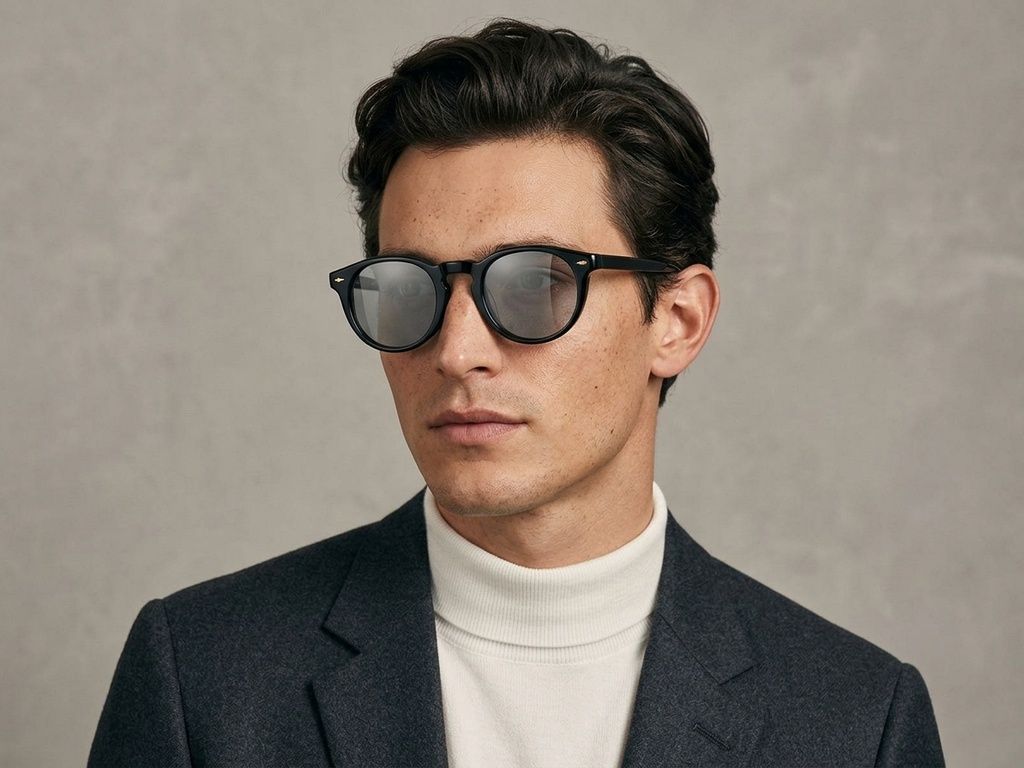 Gafas de sol redondas de acetato negro #BS0420-0222