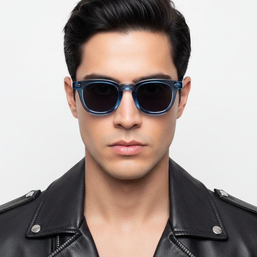 Round Blue Acetate Sunglasses #BS0420-0230