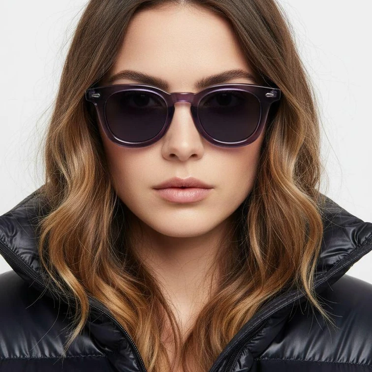Round Purple Acetate Sunglasses #BS0420-0231