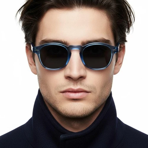 Rectangular Blue Acetate Sunglasses #BS0420-0235