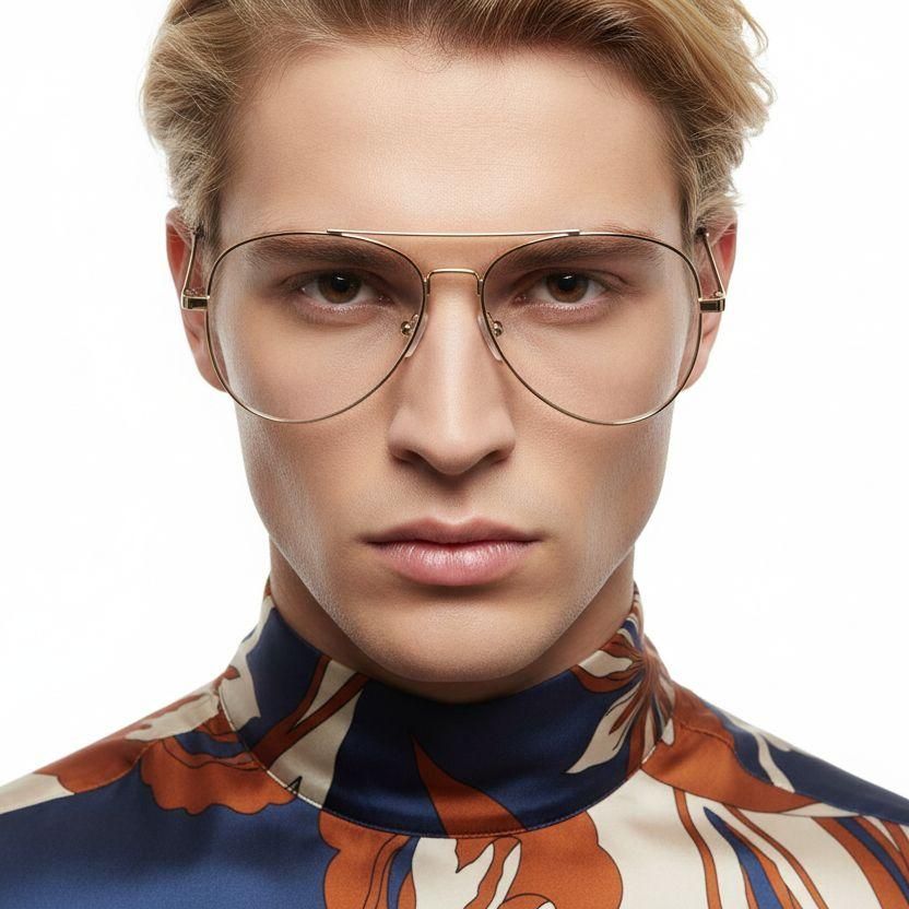 Gafas de aviador de metal dorado #BS0420-0237