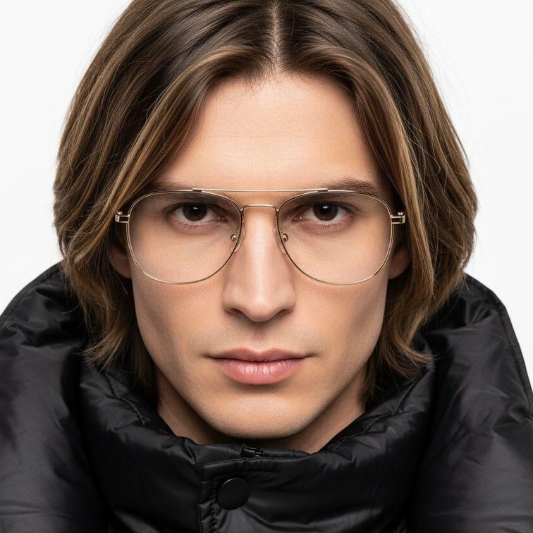 Gafas de aviador de metal dorado #BS0420-0240