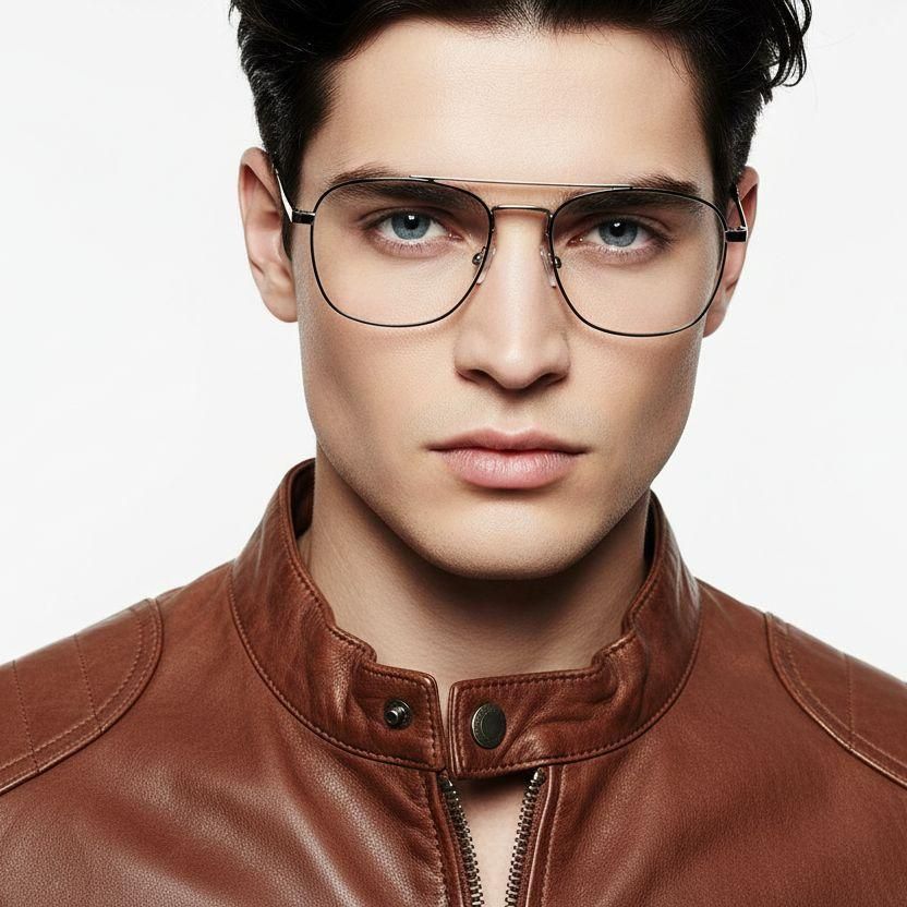 Gafas de aviador de metal plateado #BS0420-0241