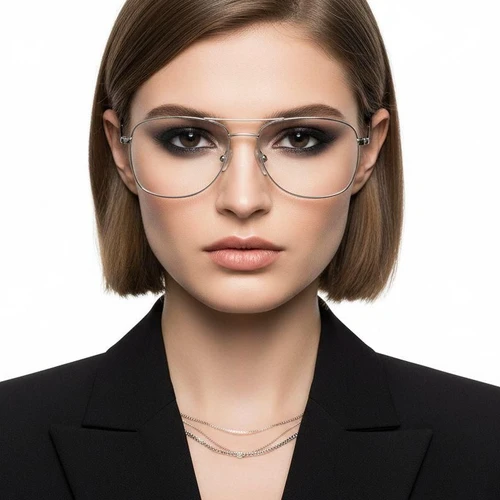 Rectangular Silver Metal Glasses #BS0420-0244