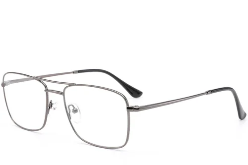 Verres rectangulaires en métal gris #BS0420-0245