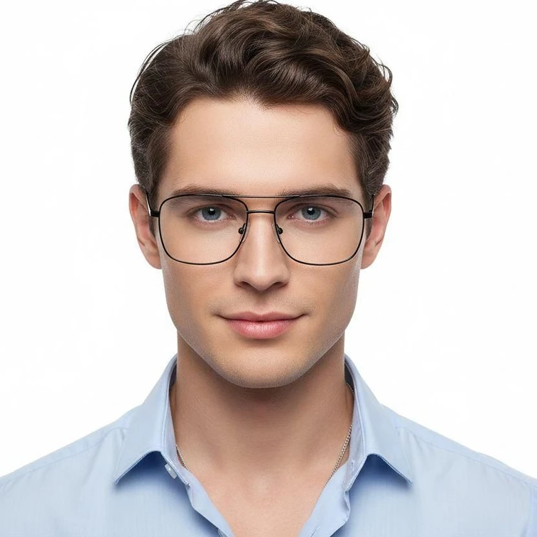 Gafas rectangulares de metal negro #BS0420-0246