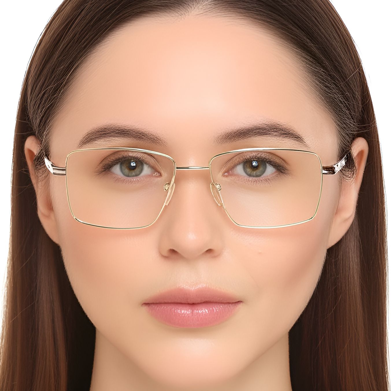 Rectangular Golden Metal Glasses #BS0420-0247