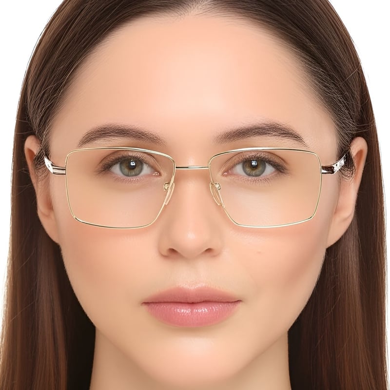 Rectangular Golden Metal Glasses #BS0420-0247