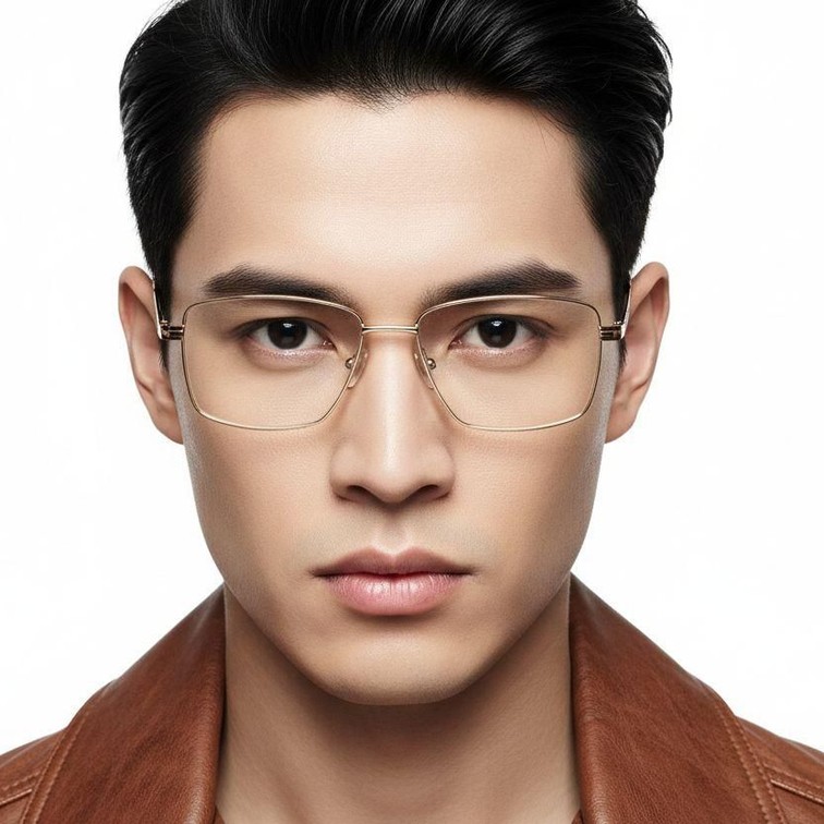 Rectangular Golden Metal Glasses #BS0420-0247