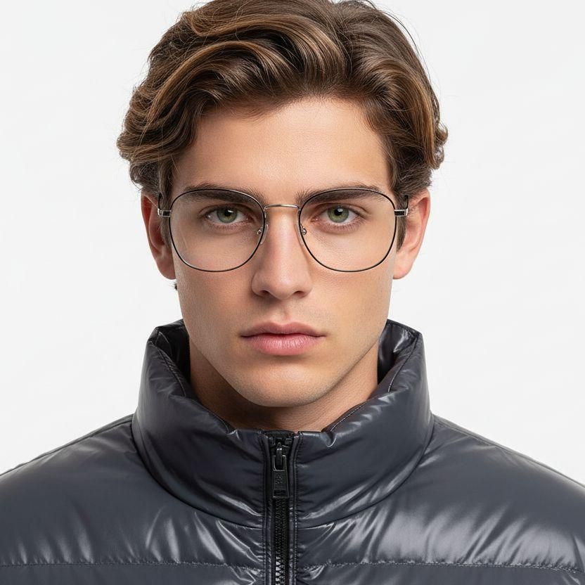 Rechteckige silberne Metallbrille #BS0420-0252