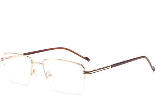 Halfrandloze gouden metalen bril #BS0420-0255