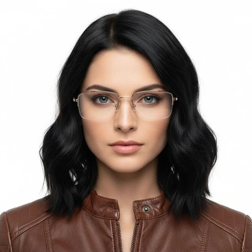 Semi-rimless Golden Metal Glasses #BS0420-0255