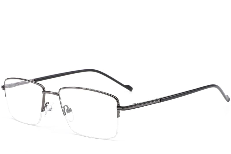 Semi-rimless Grey Metal Glasses #BS0420-0257
