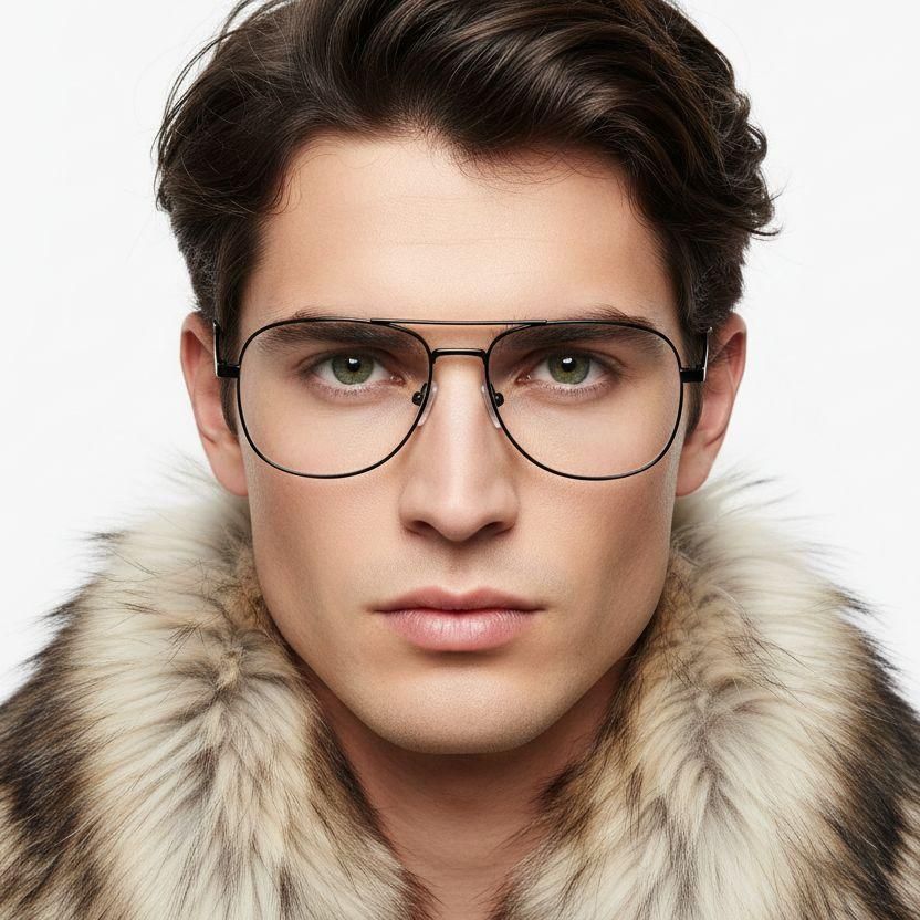 Aviator Black Metal Glasses #BS0420-0262