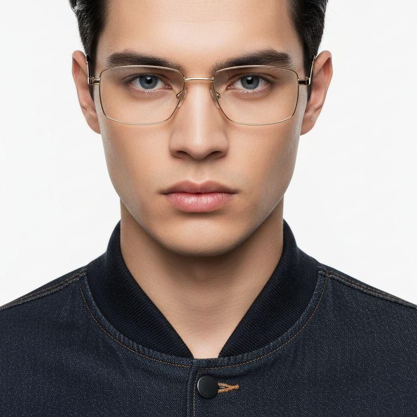 Rectangular Golden Metal Glasses #BS0420-0263