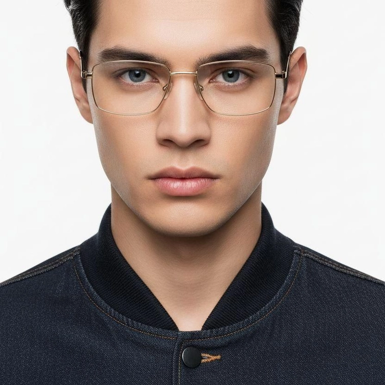 Vasos rectangulares de metal dorado #BS0420-0263