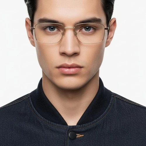 Rectangular Golden Metal Glasses #BS0420-0263