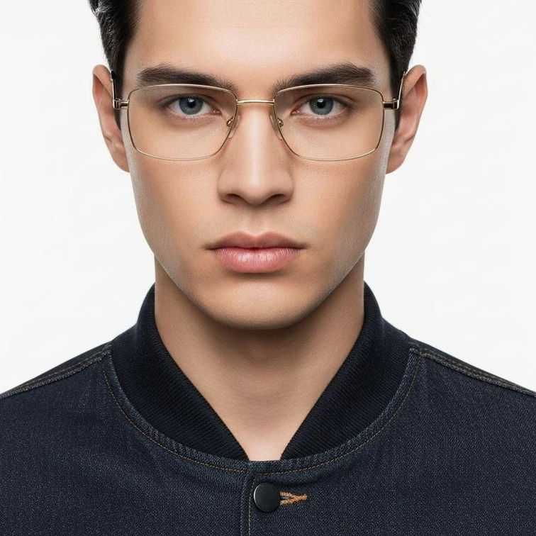Rechteckige goldene Metallbrille #BS0420-0263