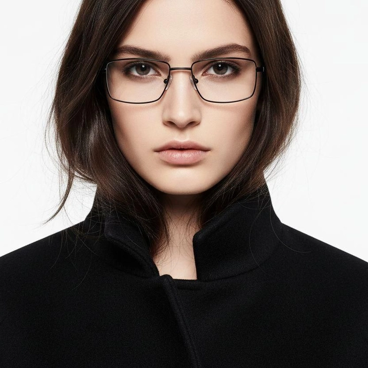 Occhiali rettangolari in metallo nero #BS0420-0266