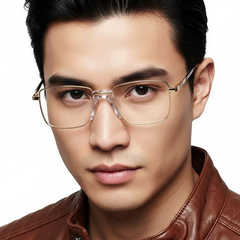 Rectangular Golden Metal Glasses #BS0420-0267