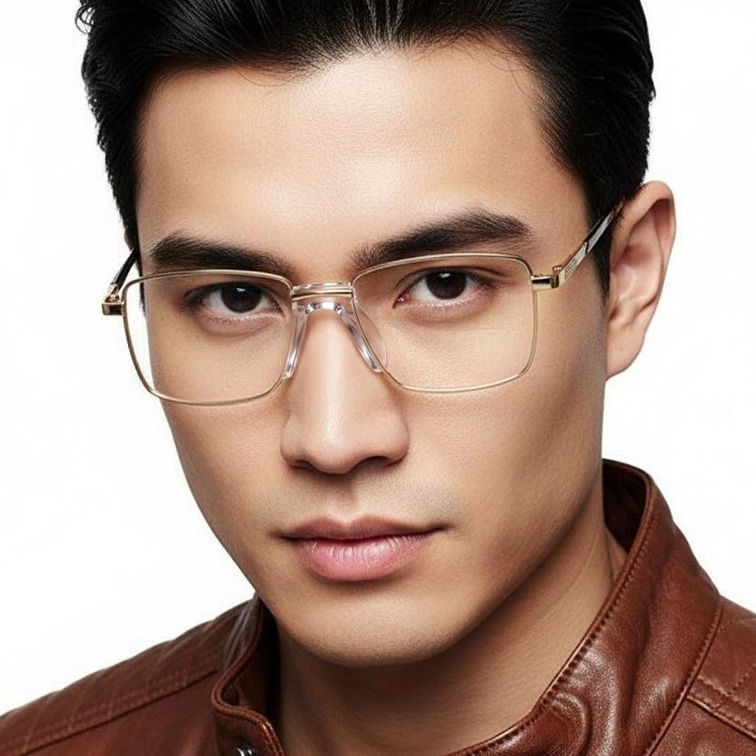 Rectangular Golden Metal Glasses #BS0420-0267