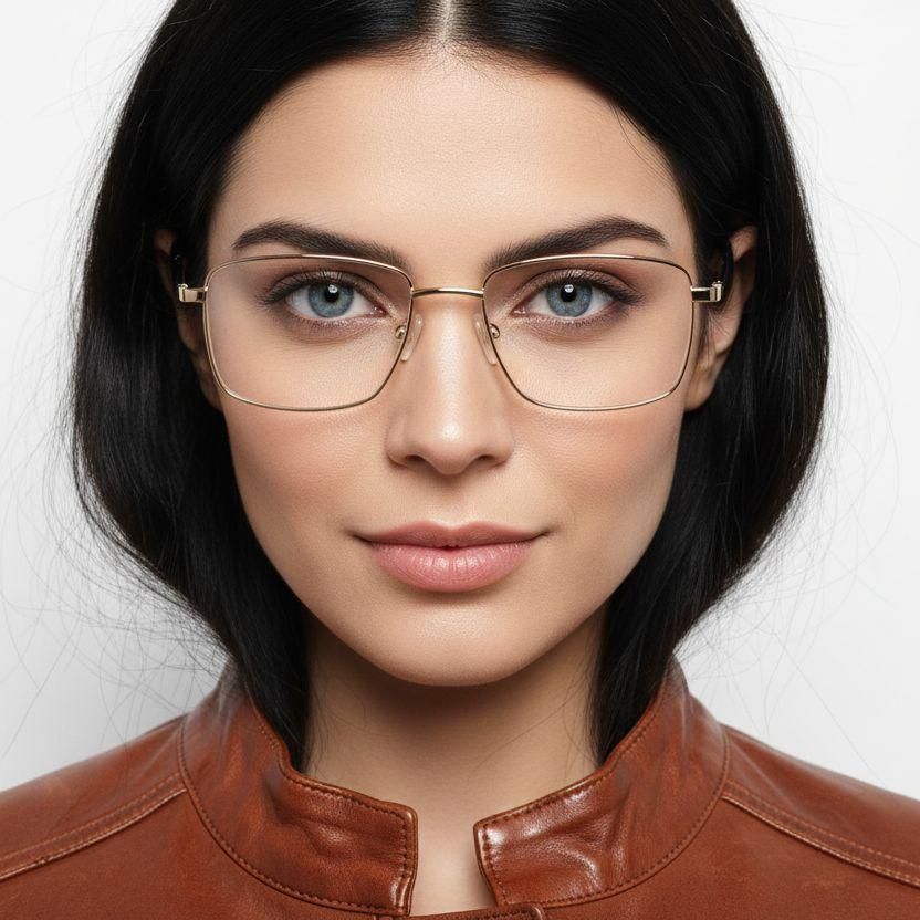 Rectangular Golden Metal Glasses #BS0420-0267