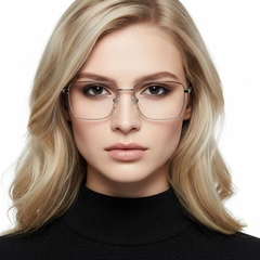 Rechthoekige zilveren metalen bril #BS0420-0268