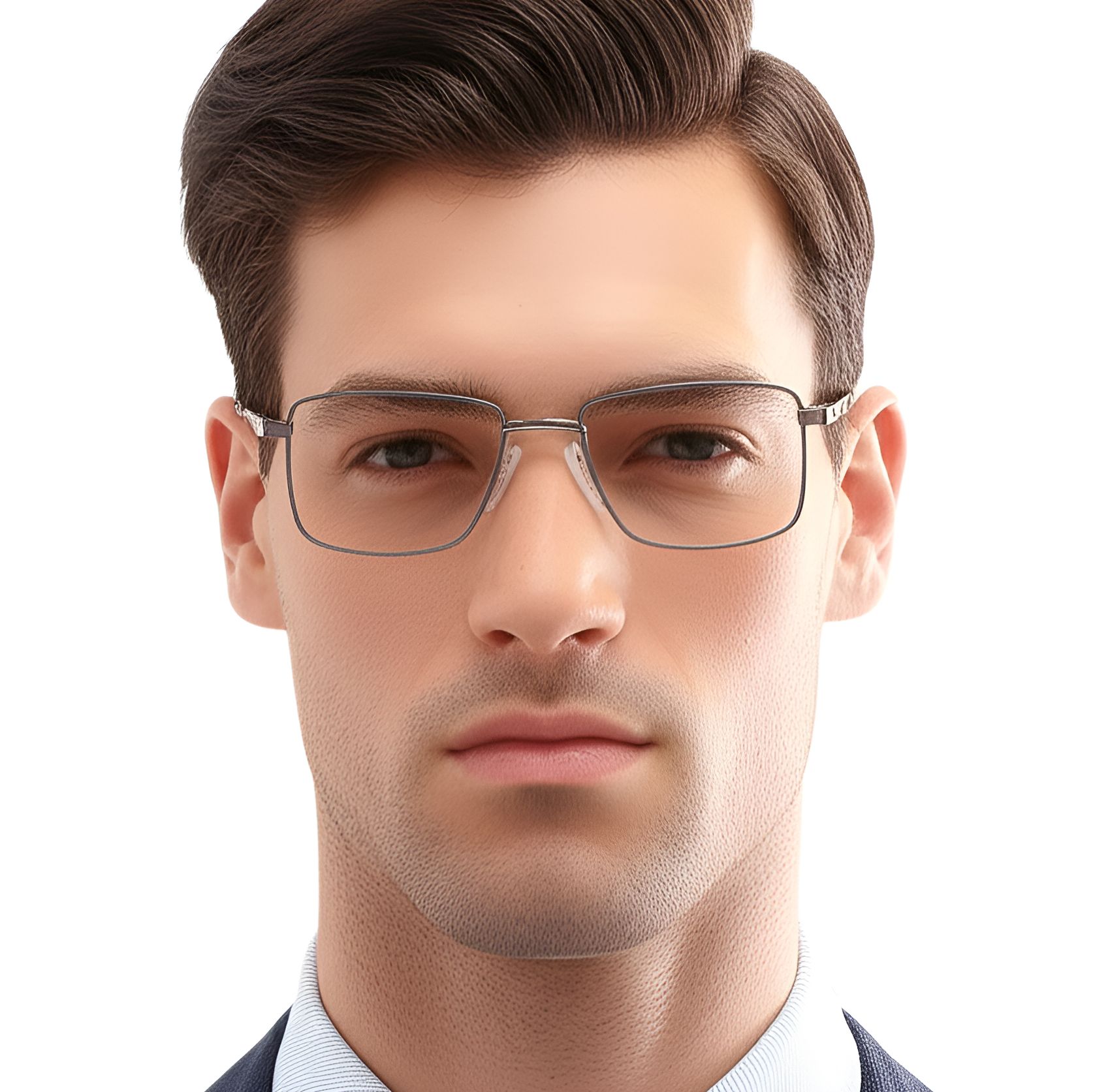 Rectangular Grey Metal Glasses #BS0420-0269